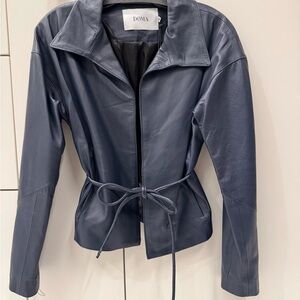 Doma Women's Navy Leather Jacket NWT RARE 100% Genuine Leather size small